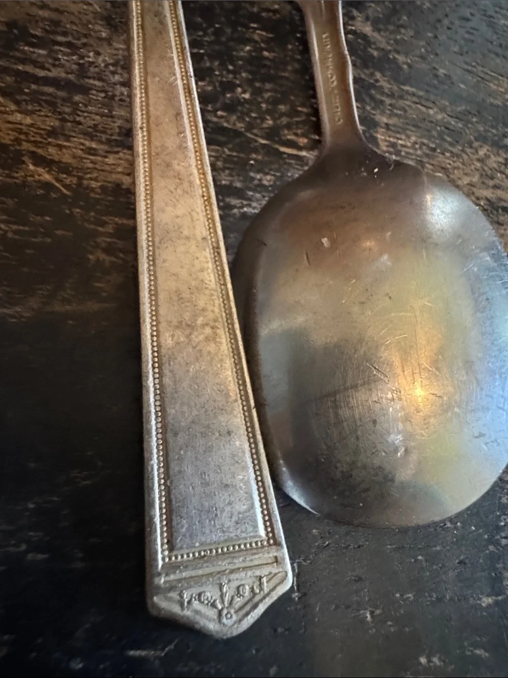 Vintage Oneida Silver-Tone Teddy Bear Handle Spoon and Rodger’s teaspoon